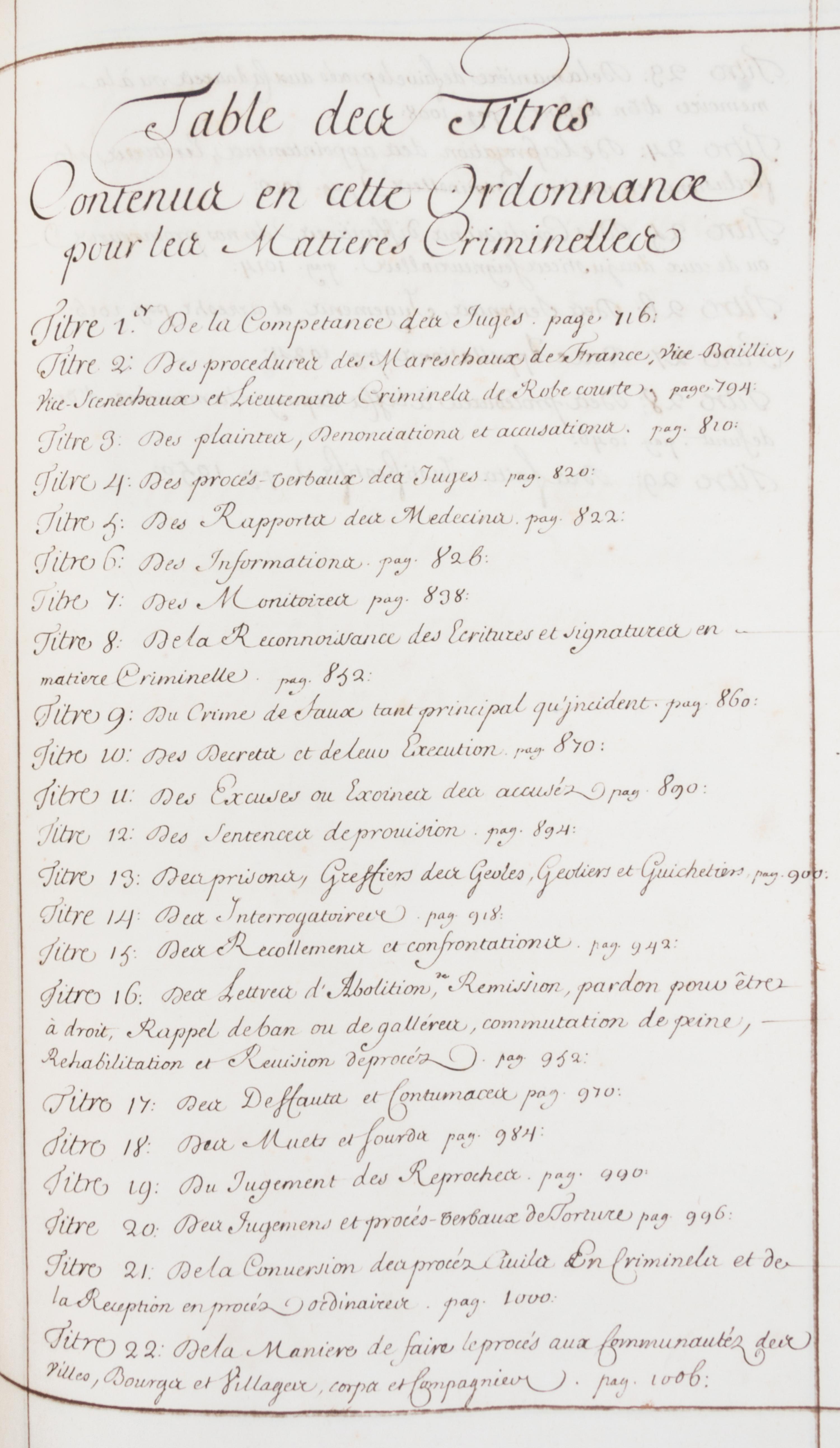 COLBERT, JEAN BAPTISTE. Proces verbal de l'ordonnances civil et Criminal De 1667. [s.l.], ca. 1680. Original manuscript, 1052pp.