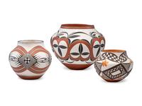 Acoma and Laguna Polychrome Pottery Jars