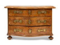 A French Walnut Marquetry Miniature Bow Front Commode