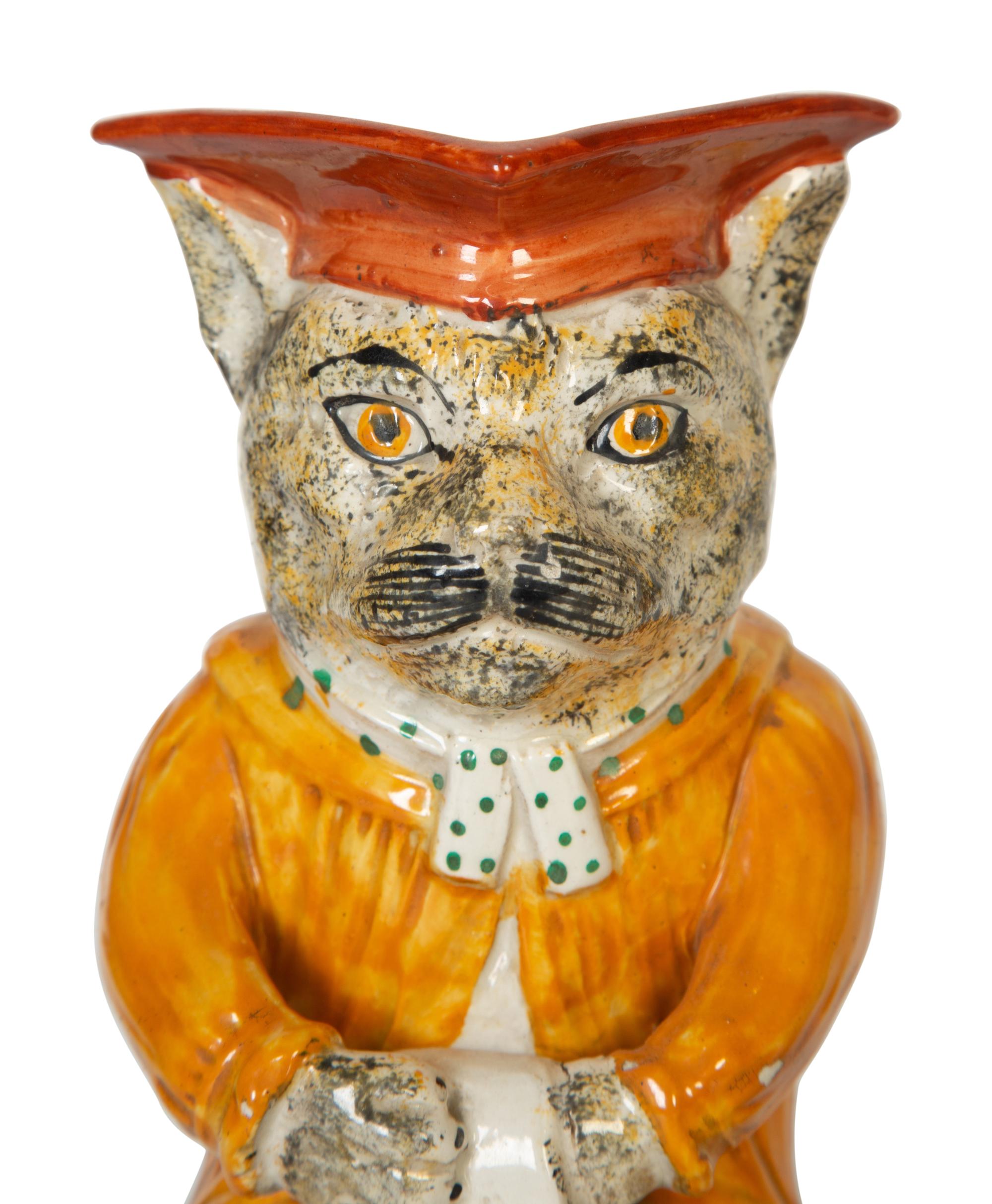 Two Majolica Cat Figural Table Articles
