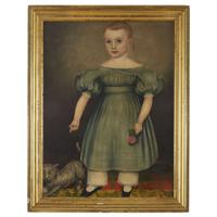 Joseph Whiting Stock (1815-1855) Portrait of a child in blue with cat and rose