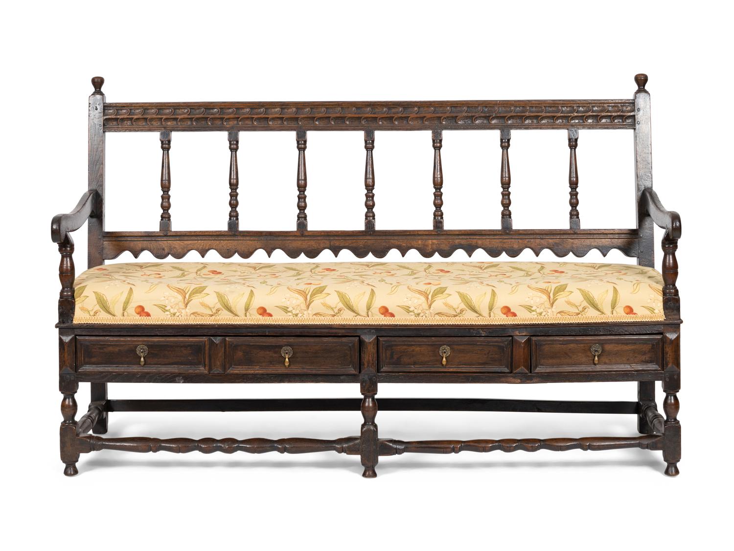 A Charles II Oak Hall Bench