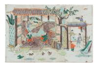 A Chinese Famille Verte Porcelain Plaque Width 9 3/8 inches. — 19TH CENTURY
