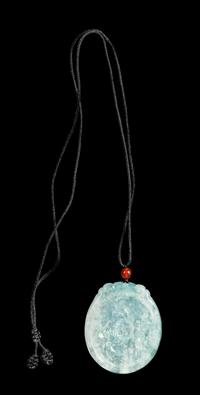 A Jadeite Lotus Pendant Length 2 inches. — 20TH CENTURY