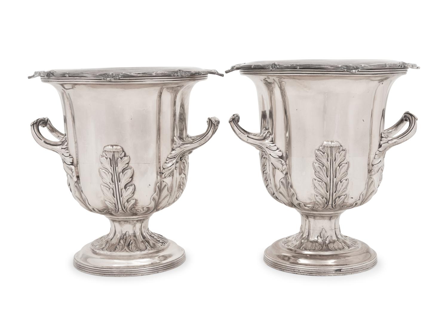 A Pair of Silver-Plate Wine Coolers