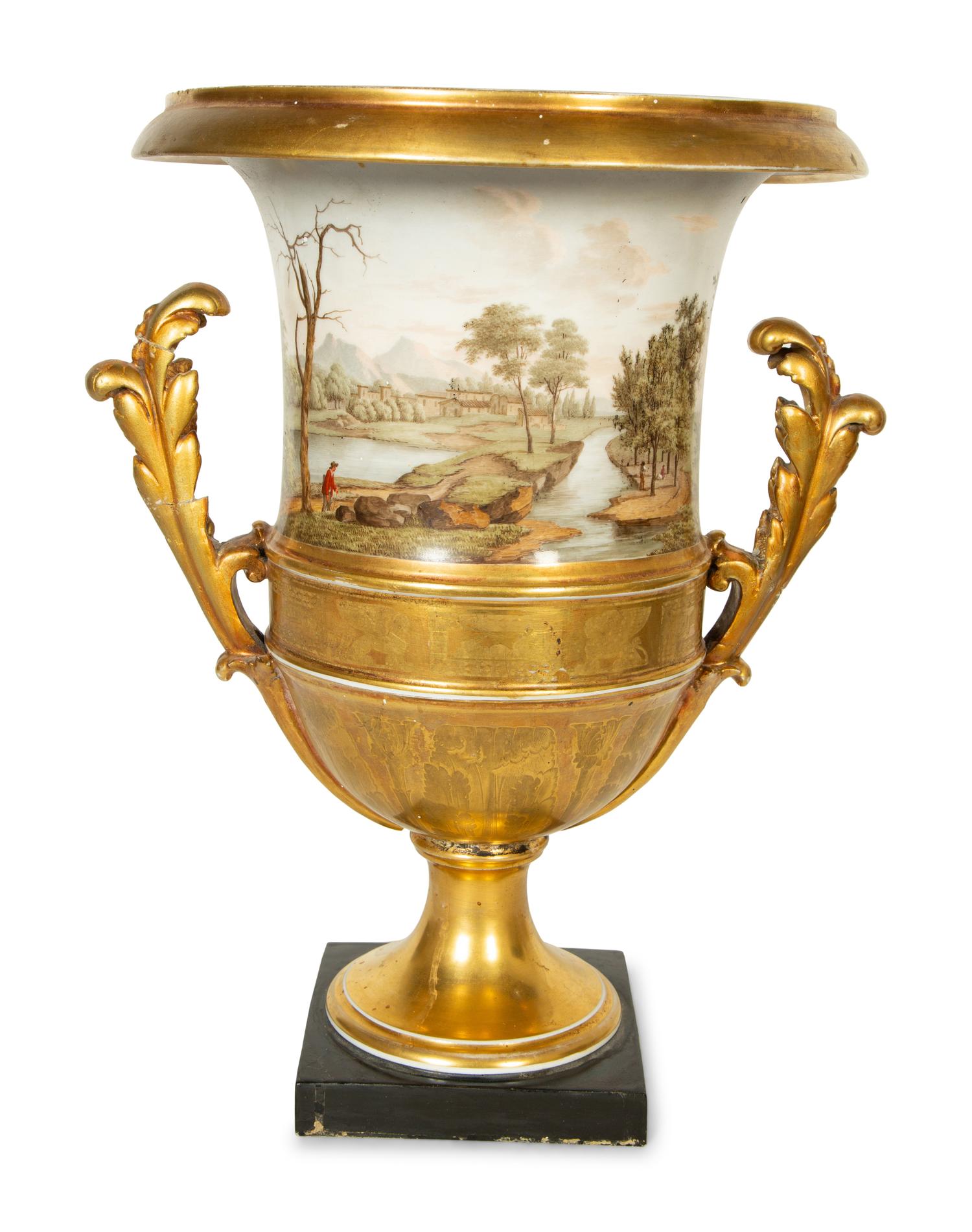 A Large English Porcelain Topographical Urn