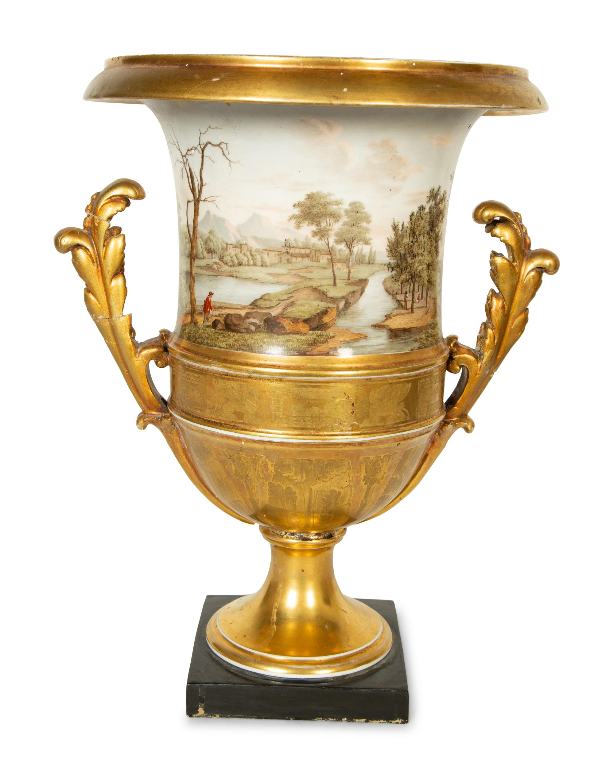 A Large English Porcelain Topographical Urn