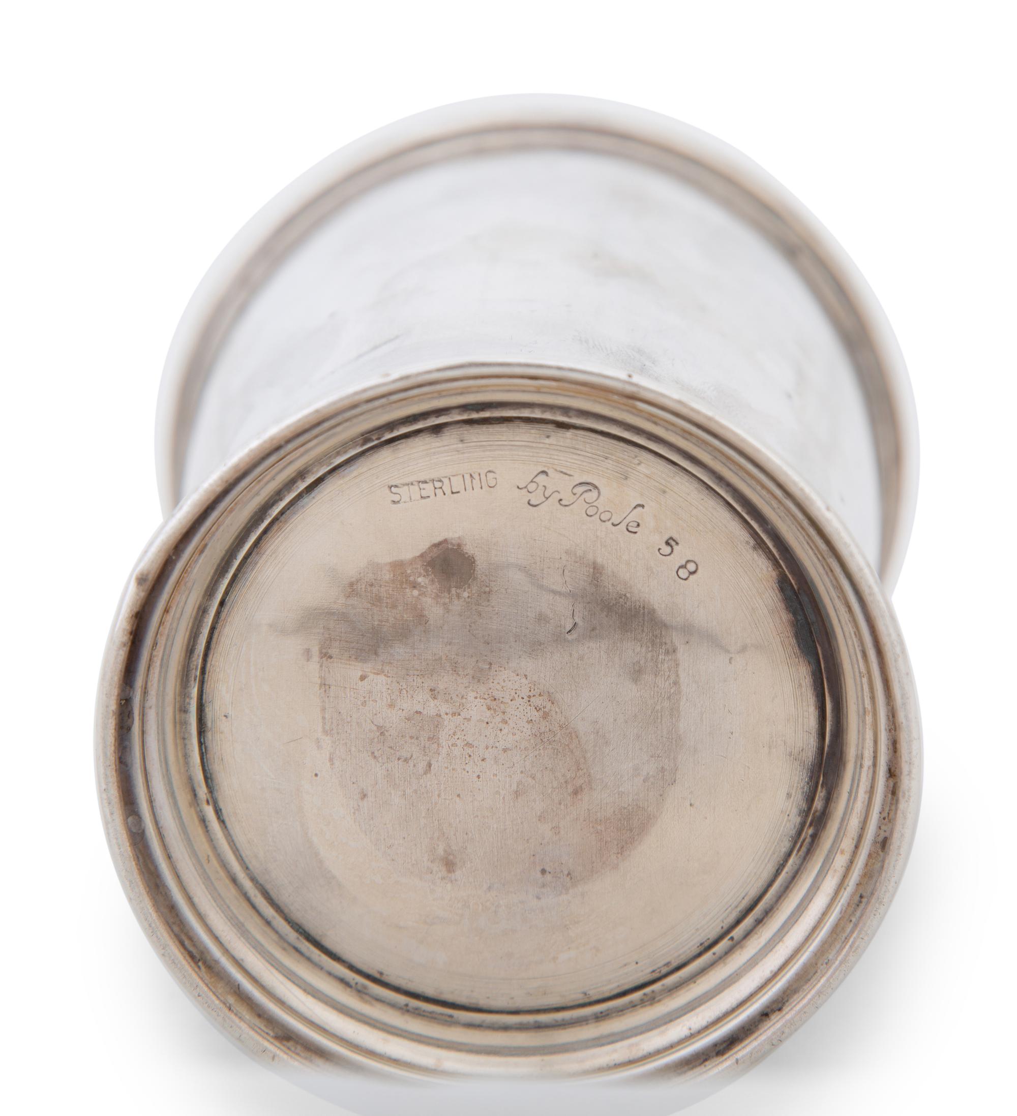 An American Silver Hand-Hammered Flask and Six Mint Julep Cups — 20TH CENTURY