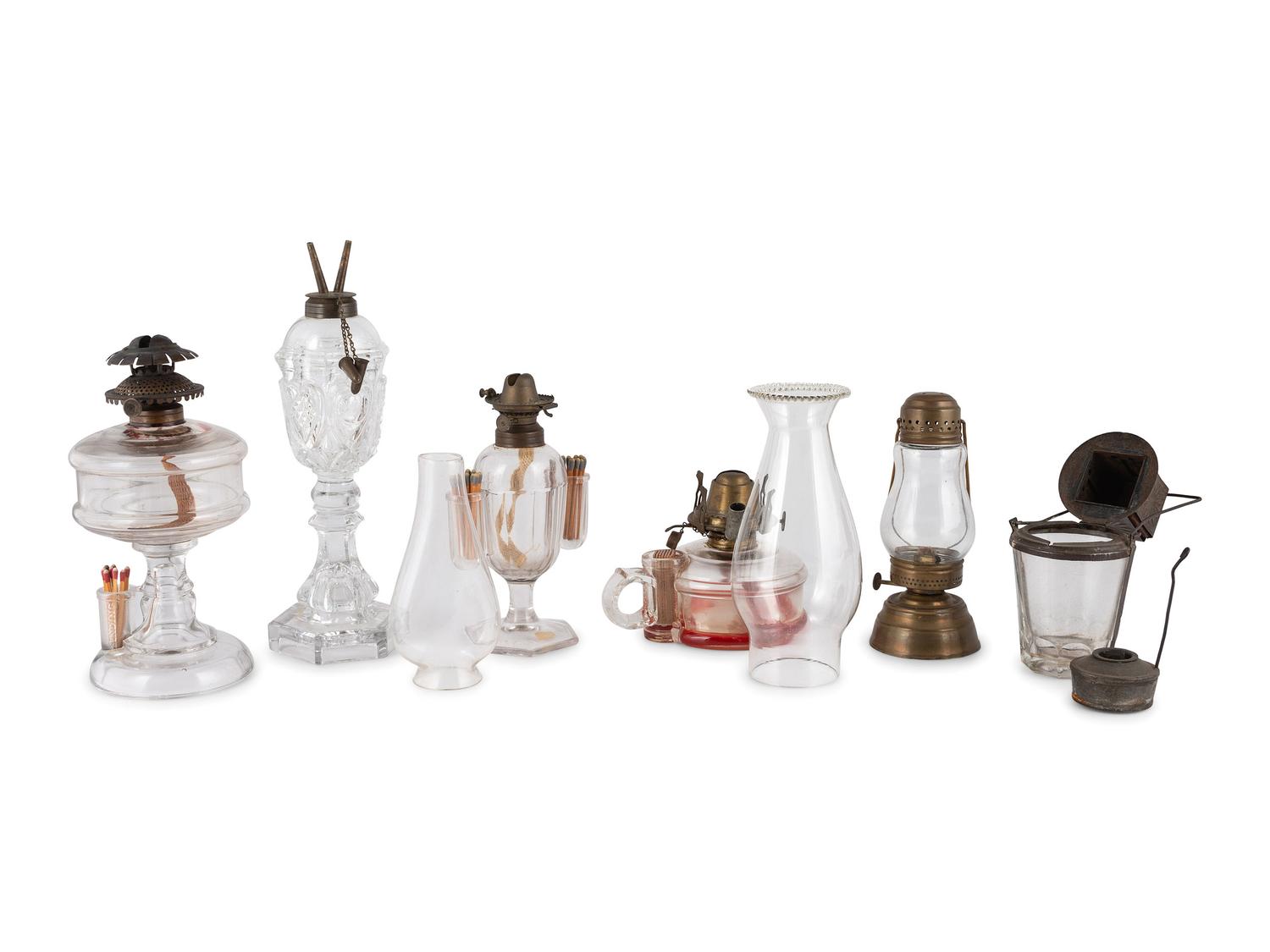 A Group of Six Oil Lamps and Lanterns