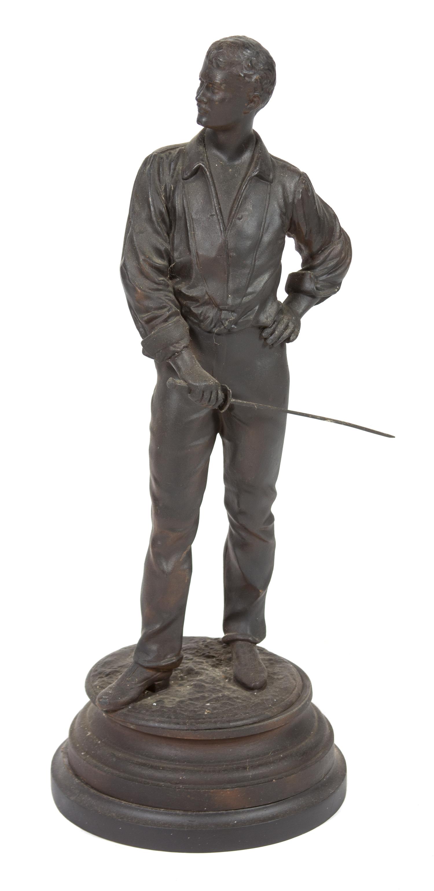 A Continental Cast Metal Figure of a Fencer Height 22 inches. — 19TH CENTURY