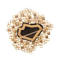 JOHN DONALD, MODERNIST, YELLOW GOLD, DIAMOND AND PYRITE BROOCH