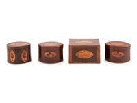 A Group of Four English Marquetry Tea Caddies