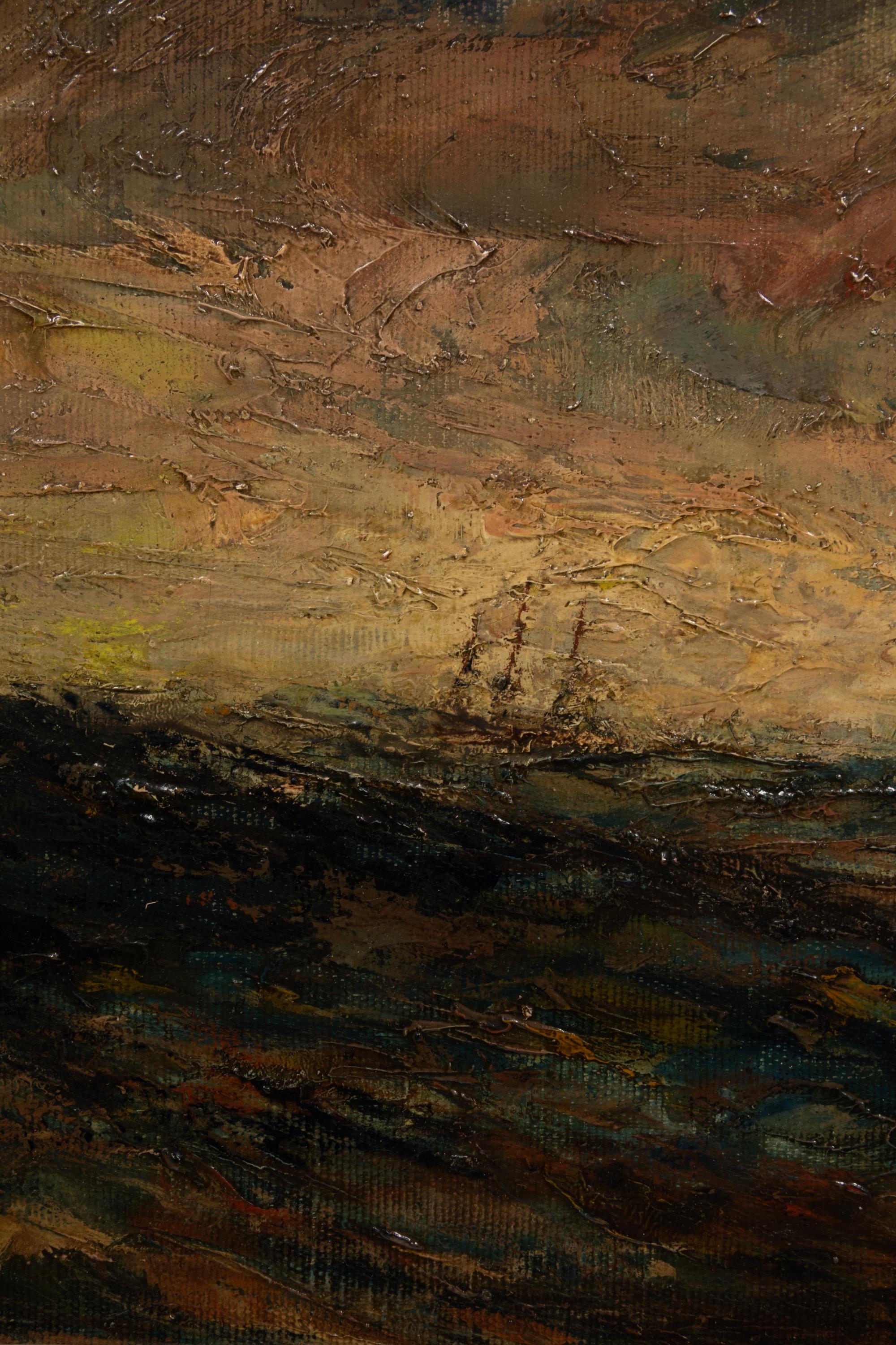 Stormy Sea with Three Masted Ship