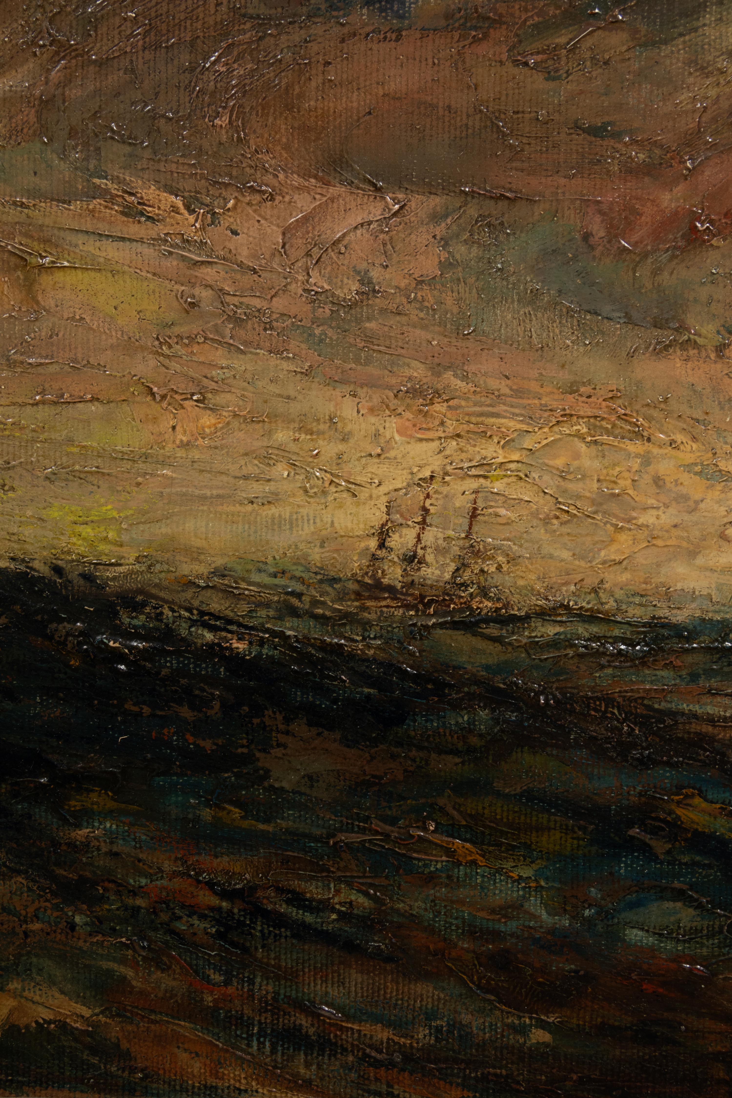 Stormy Sea with Three Masted Ship