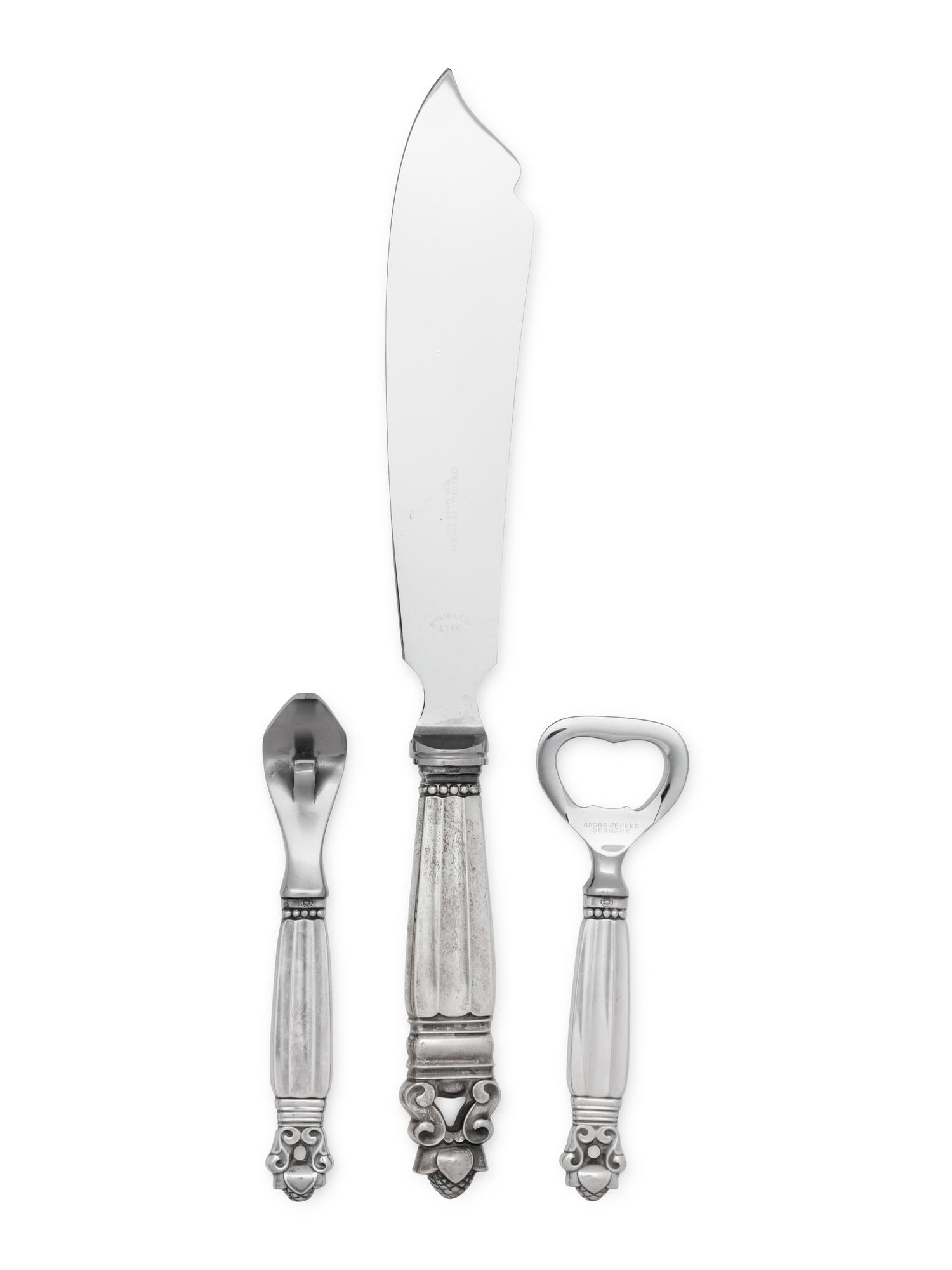 A Group of Three Georg Jensen Acorn Silver Flatware Articles