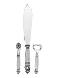 A Group of Three Georg Jensen Acorn Silver Flatware Articles