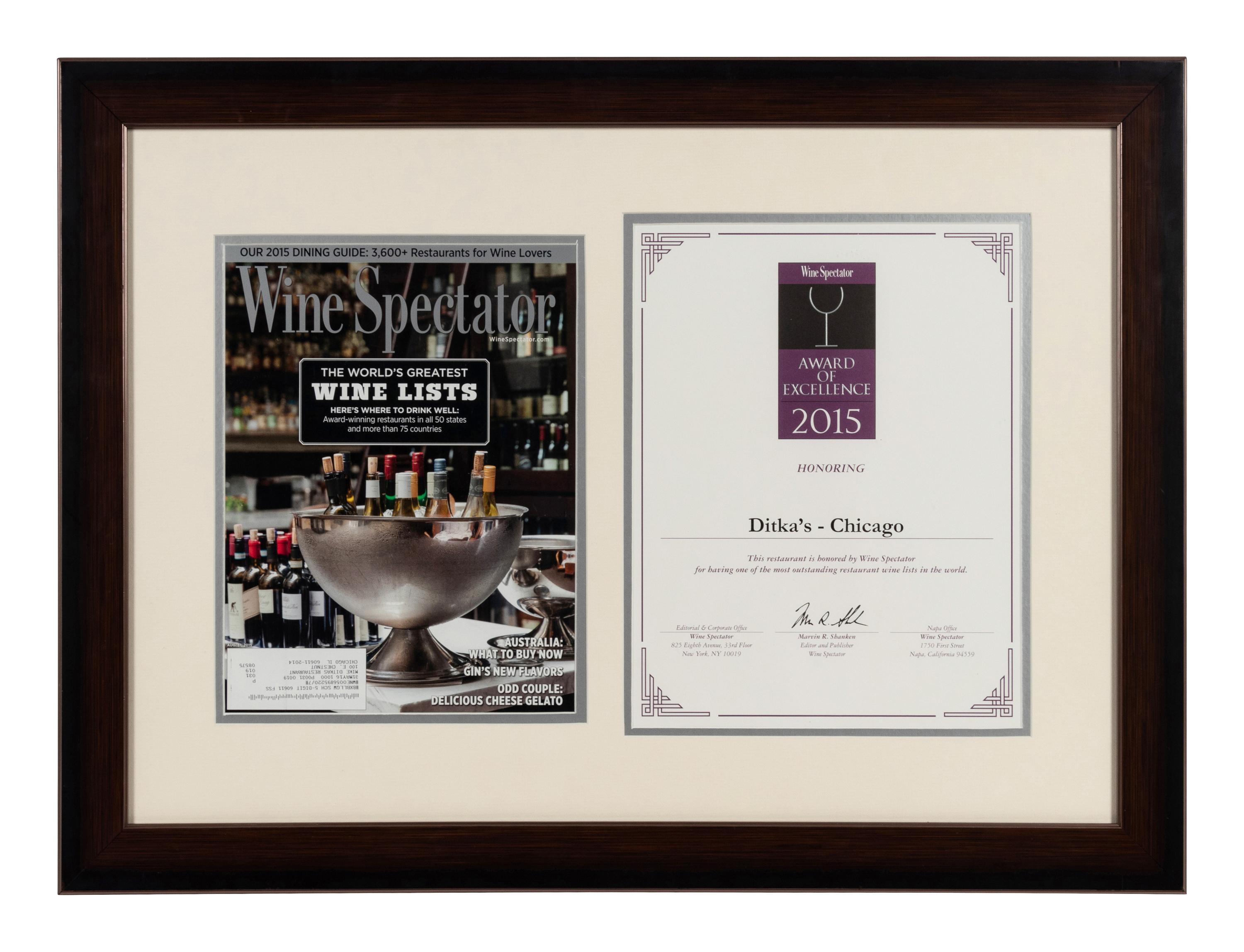 A Group of Seven Dining Awards and Honors Formerly Displayed at Mike Ditka’s Restaurant