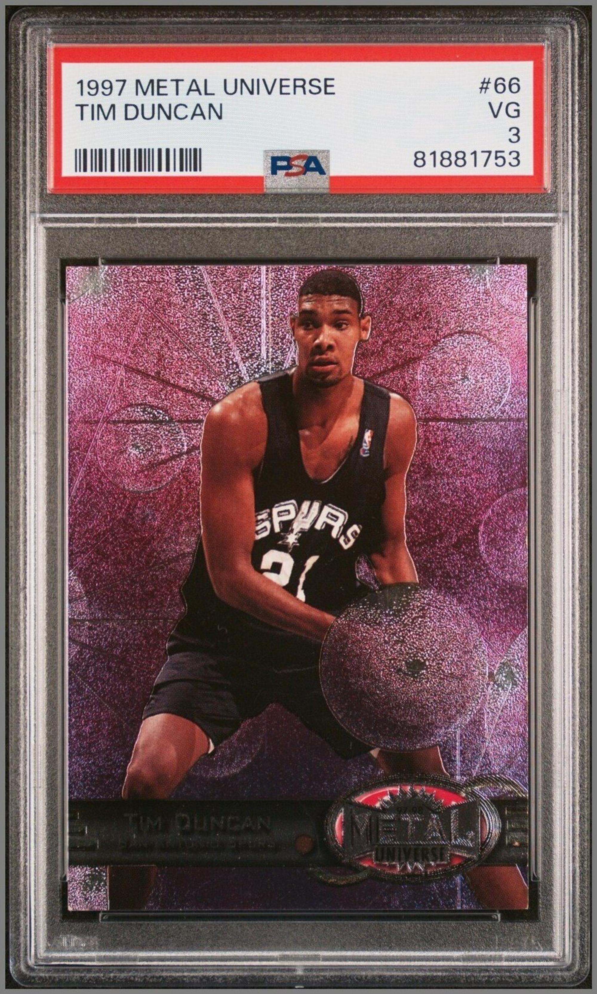 A Group of Three PSA Graded Basketball Cards Featuring Michael Jordan Tim Duncan,