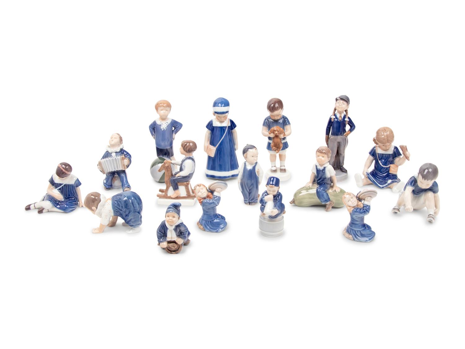Sixteen Royal Copenhagen Porcelain Figures