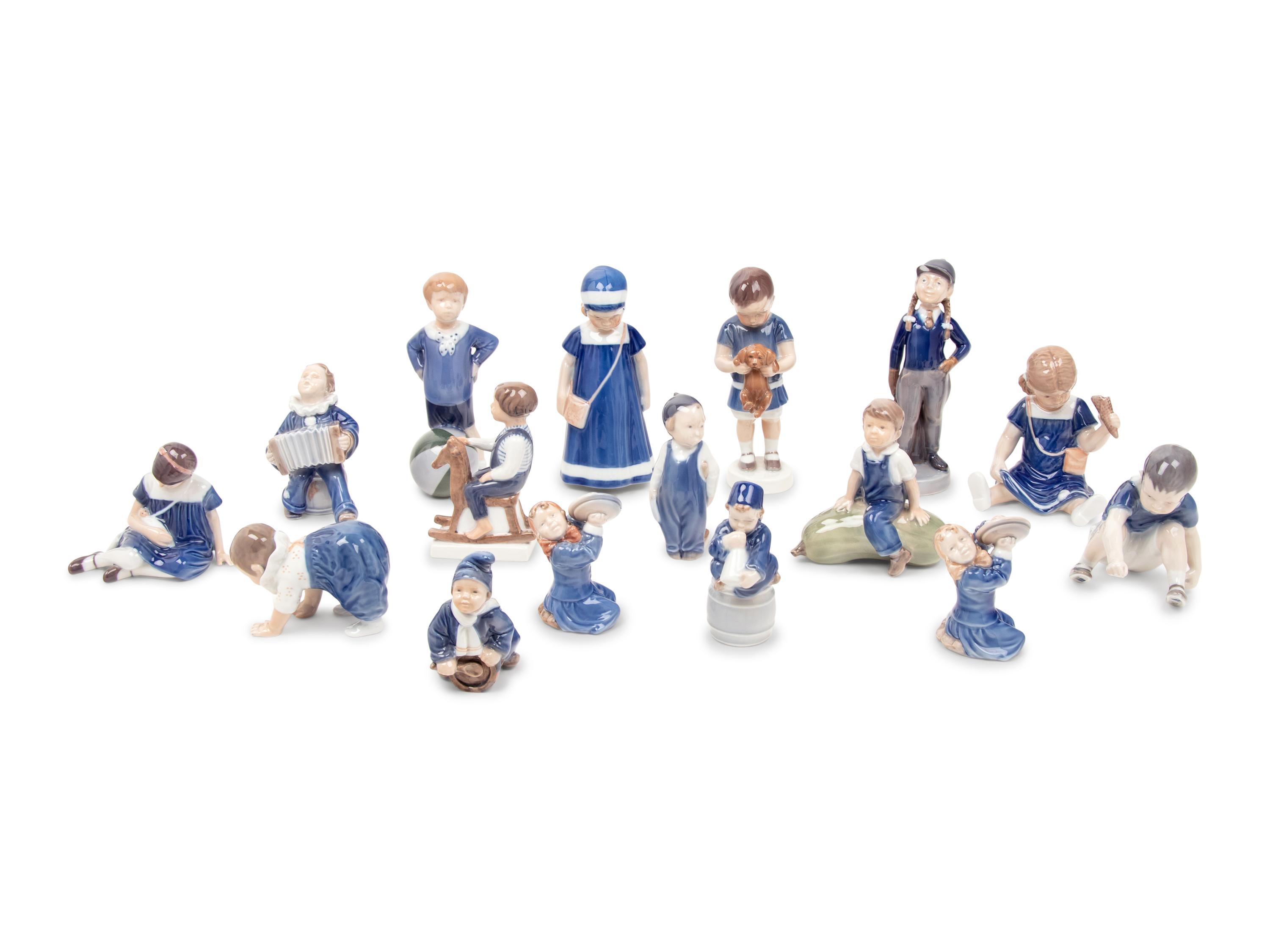 Sixteen Royal Copenhagen Porcelain Figures