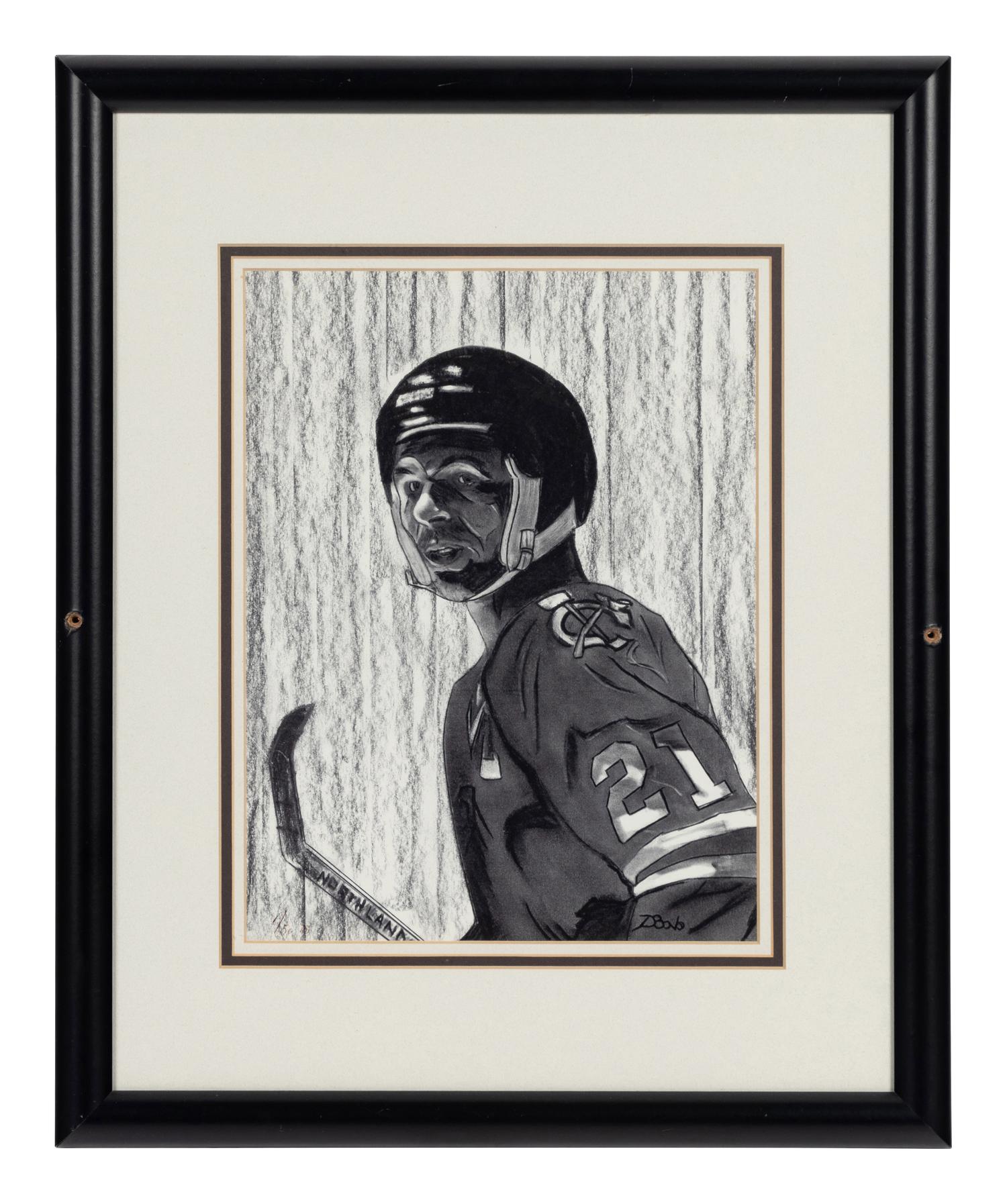 A Group of FIve Prints and Artworks of Various Hockey Players Formerly Displayed at Mike Ditka’s Restaurant