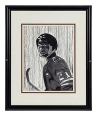 A Group of FIve Prints and Artworks of Various Hockey Players Formerly Displayed at Mike Ditka’s Restaurant