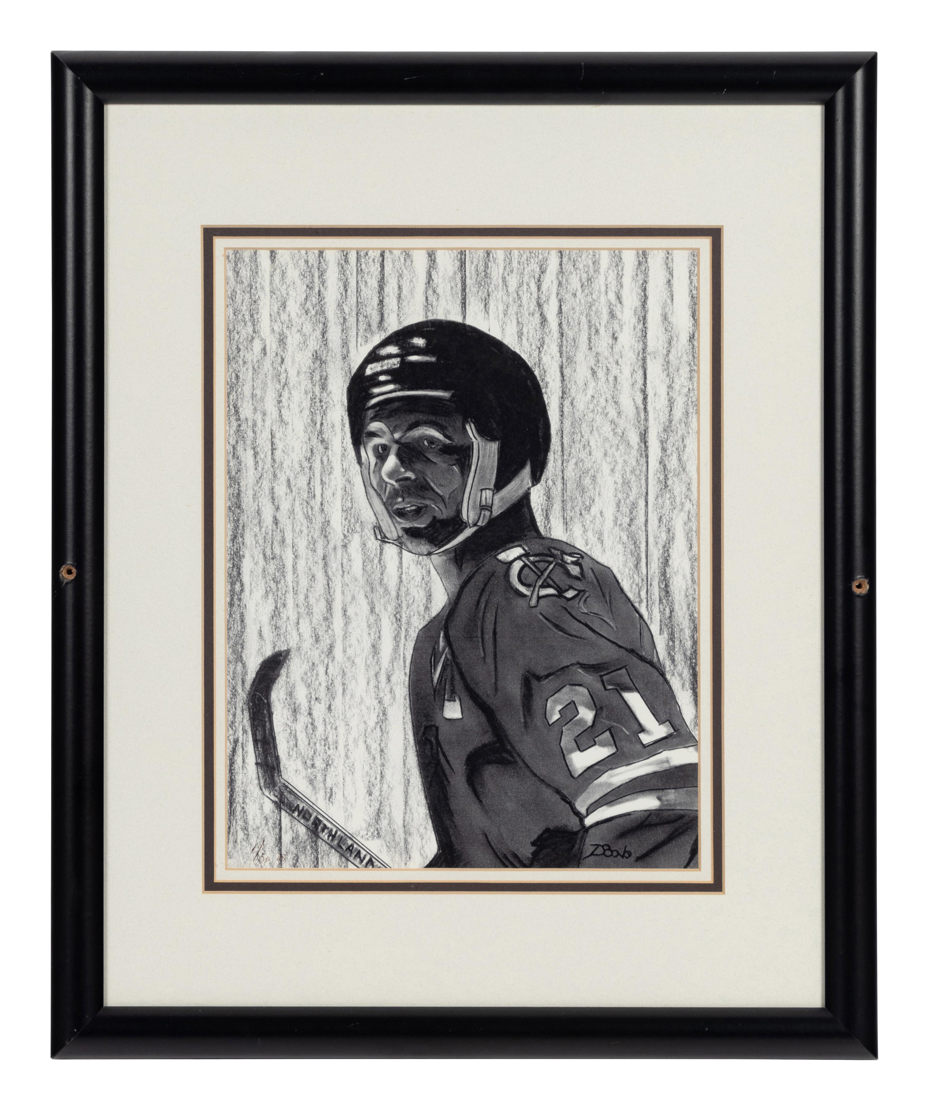 A Group of FIve Prints and Artworks of Various Hockey Players Formerly Displayed at Mike Ditka’s Restaurant