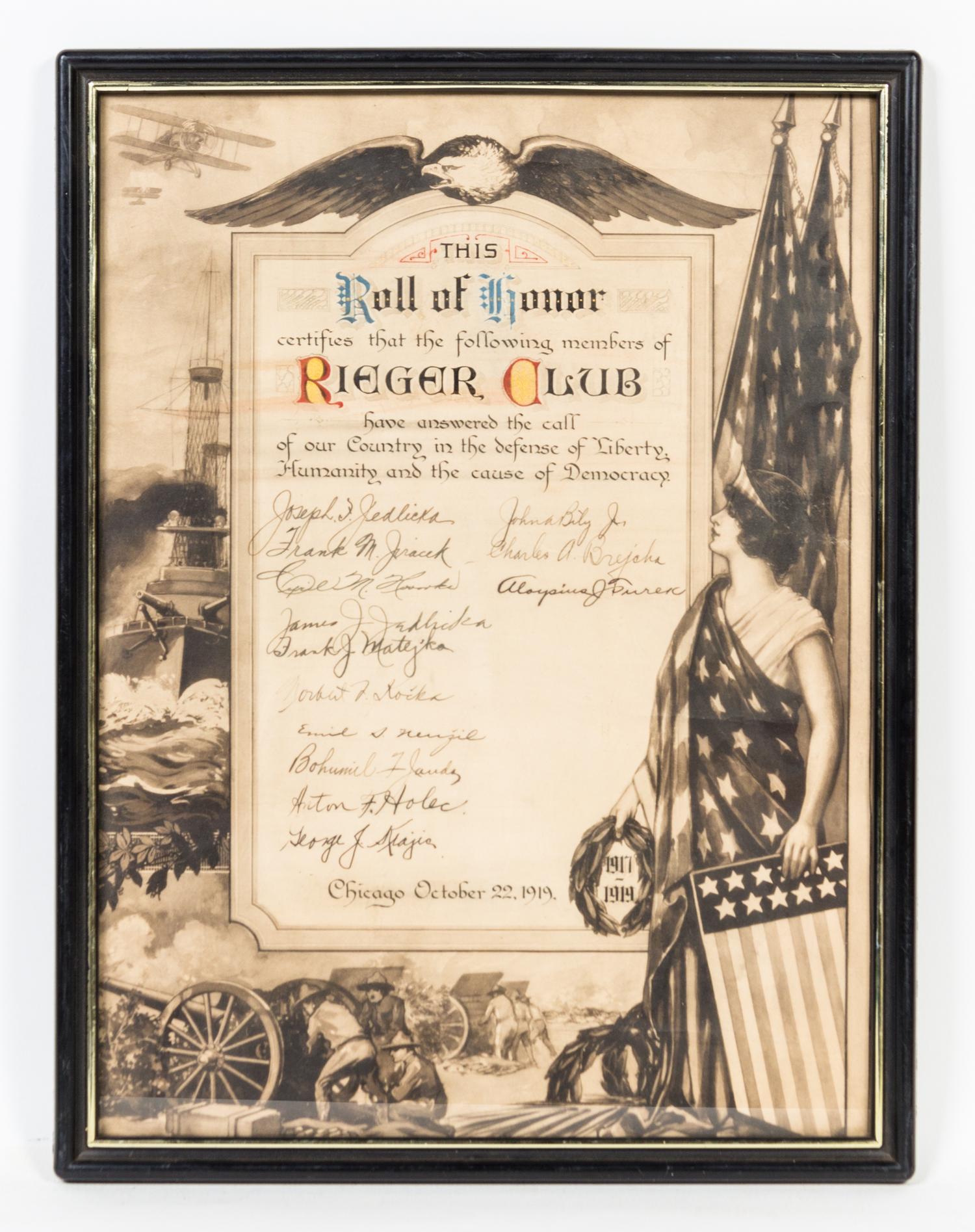 Two Military Related Documents Height of first 22 1/4 x width 16 3/4 inches overall.