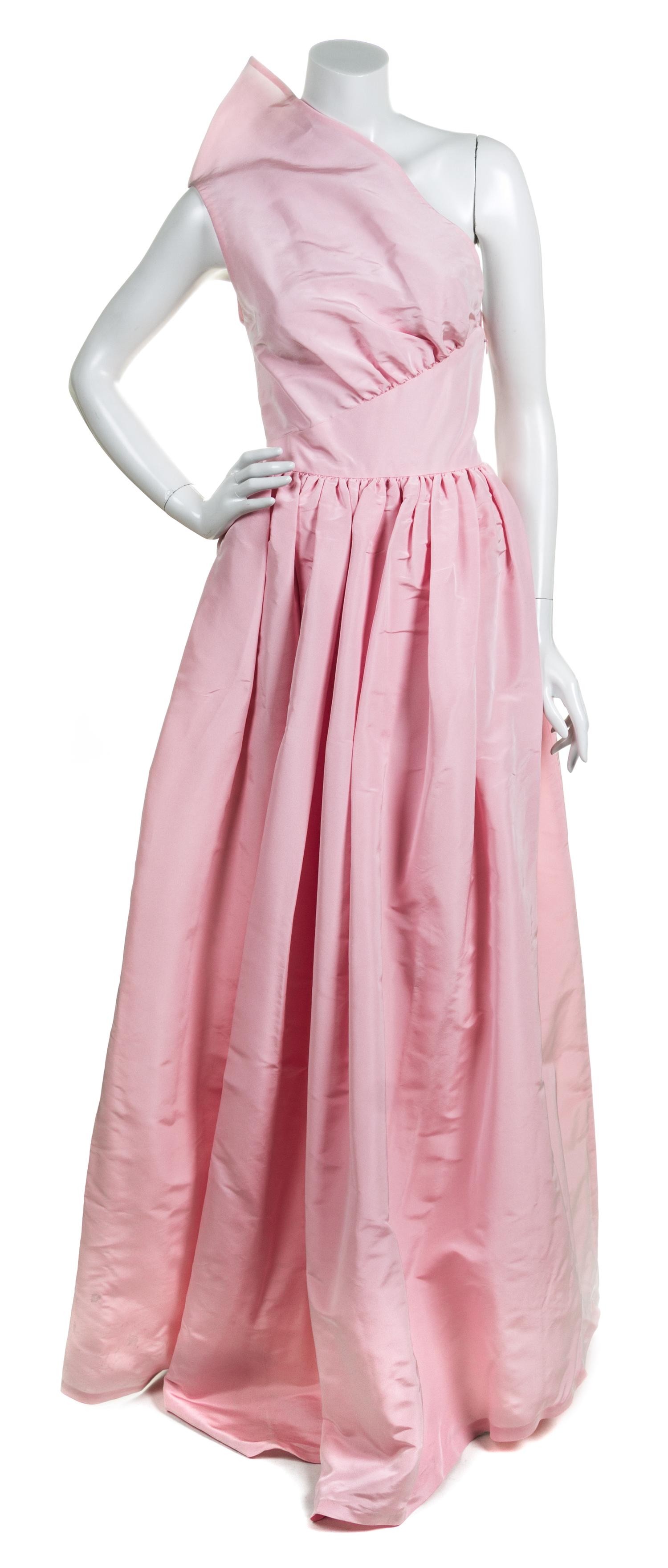 A Bill Blass Pale Pink Single Shoulder Gown,