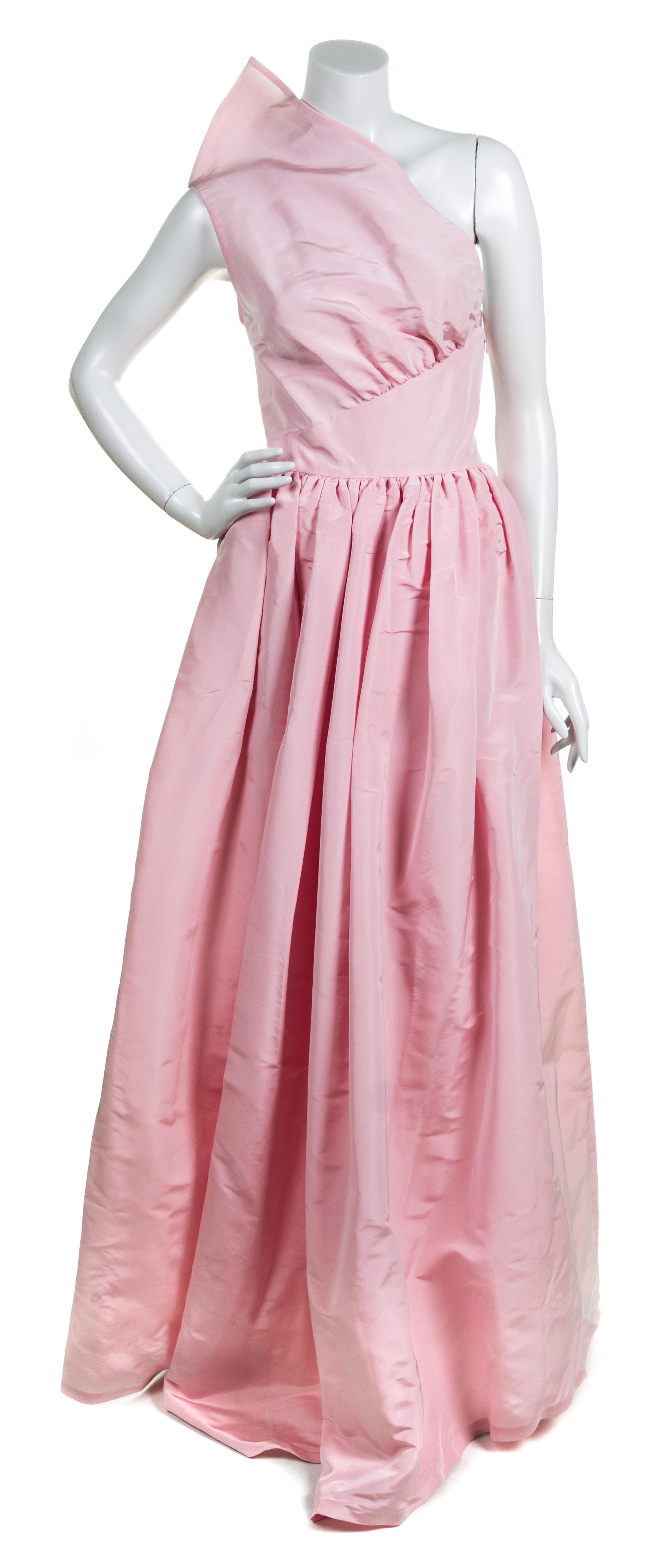 A Bill Blass Pale Pink Single Shoulder Gown,