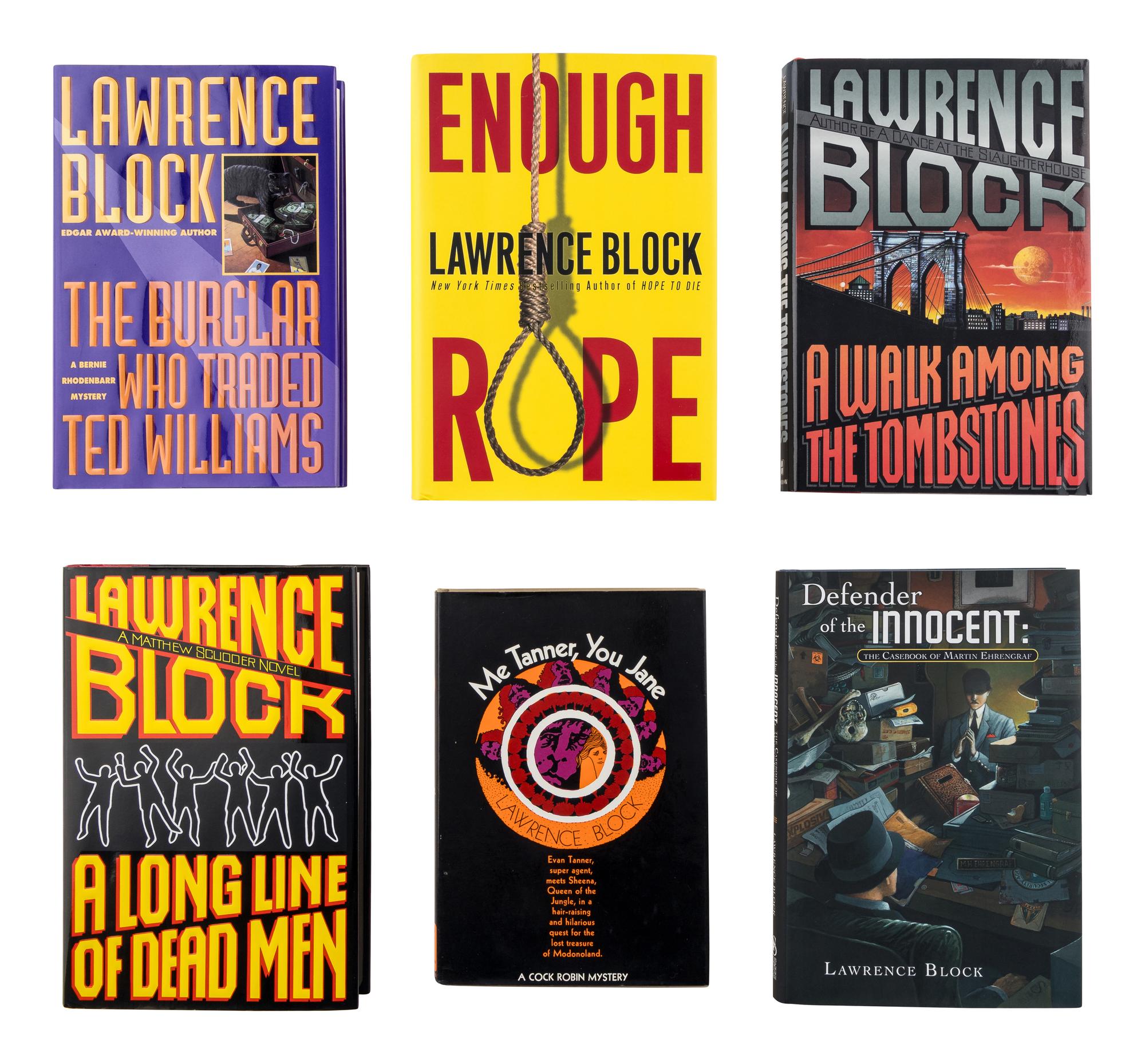 BLOCK, Lawrence (b. 1938). A group of 6 works by Block, ALL FIRST EDITIONS, ALL SIGNED OR INSCRIBED, comprising: