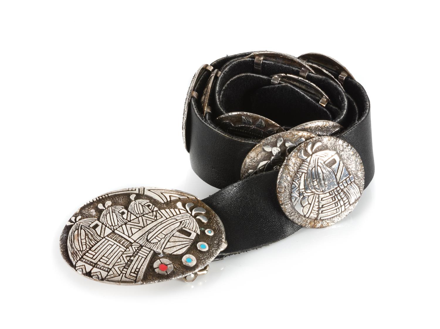 Hopi Style Silver Concho Belt Length 33 inches