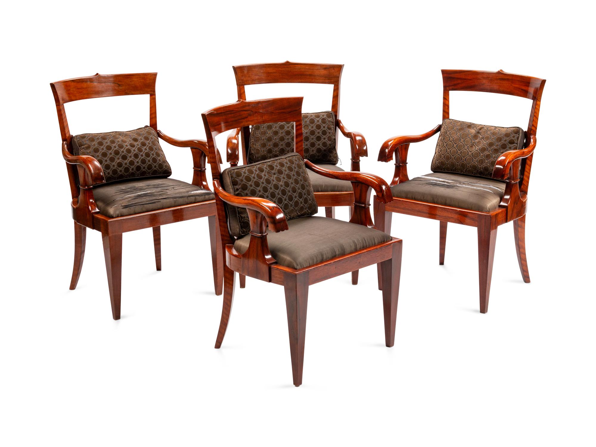A Set of Four Baltic Neoclassical Mahogany Armchairs — 19TH CENTURY