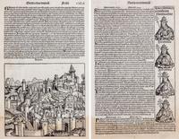 SCHEDEL, HARTMANN. 2 leaves from the Nuremberg Chronicle, 1493.