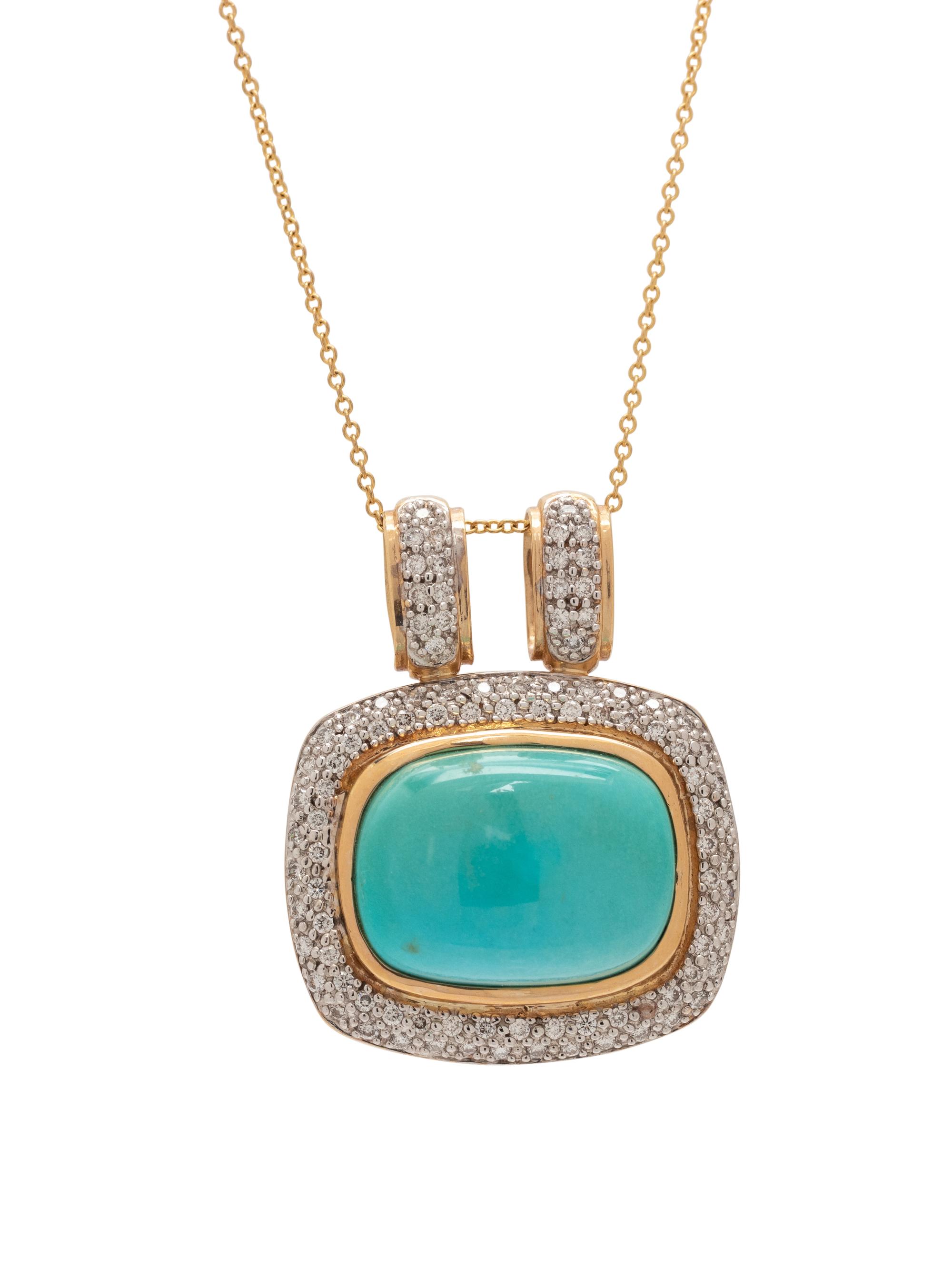 TURQUOISE AND DIAMOND PENDANT/NECKLACE