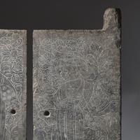 A Pair of Large Chinese Engraved 'Ladies' Tombs Doors, Mid Tang Dynasty — 盛唐 綫刻仕女圖青石墓門一對