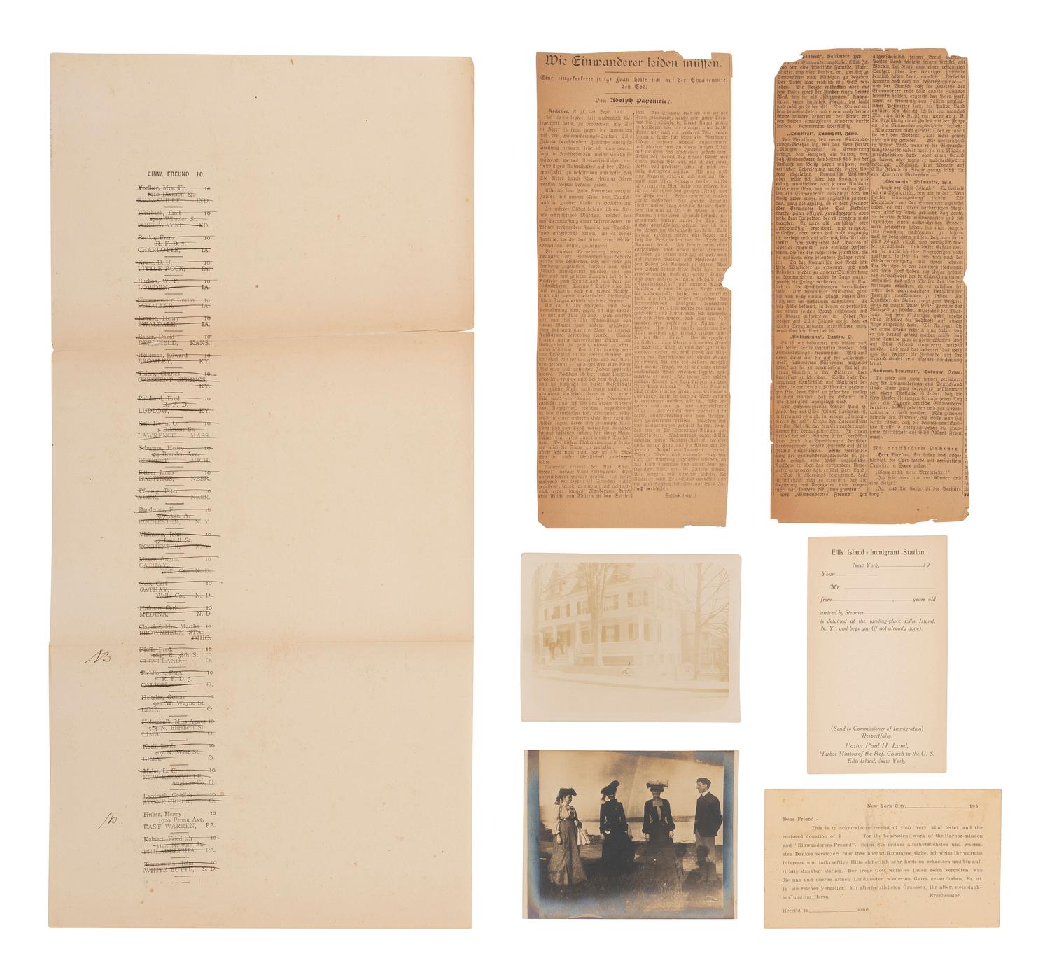 [IMMIGRATION] -- [NEW YORK]. Einwanderers Freund, a register associated with the "Harbor Mission" of the Reformed Church in the United States and its outreach to German immigrants at Ellis Island, ca 1905-1912.