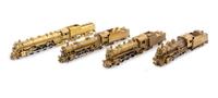 A Group of Four Japanese Brass HO-Gauge Locomotives and Tenders