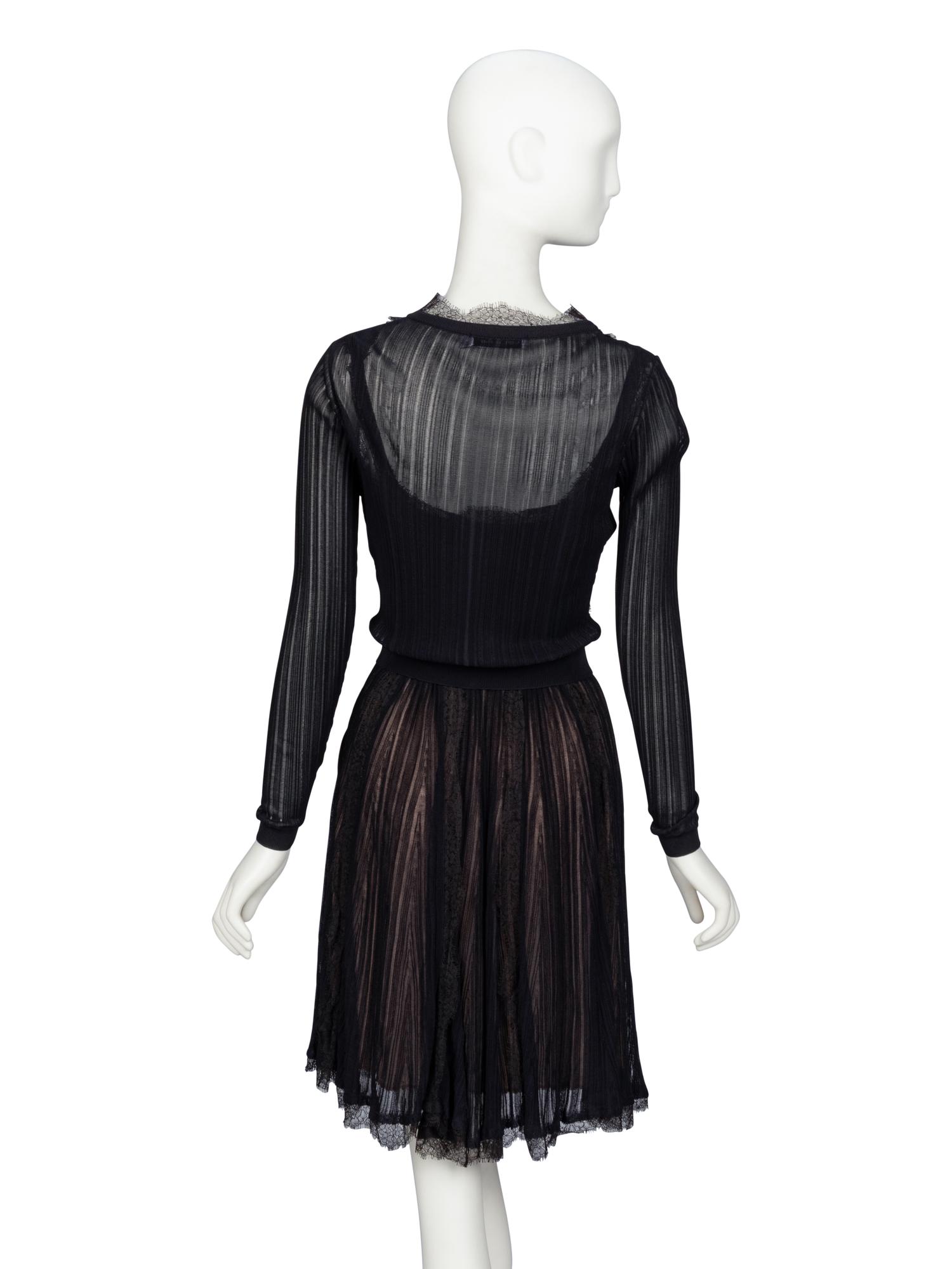 Christian Dior by John Galliano , Lace-Trim Knit Dress & Cardigan