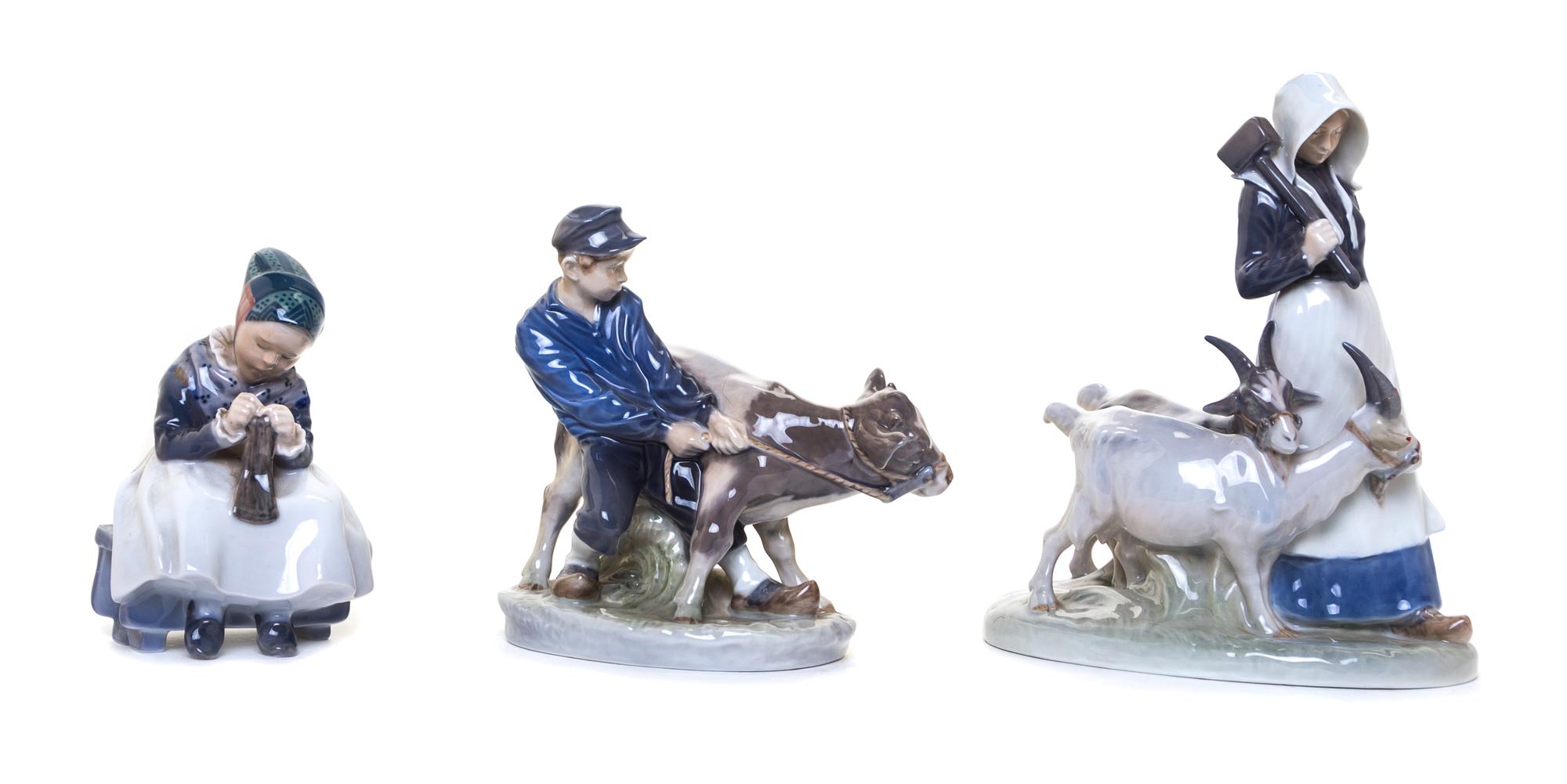 Three Royal Copenhagen Porcelain Figures Height of tallest 9 inches. — 20TH CENTURY