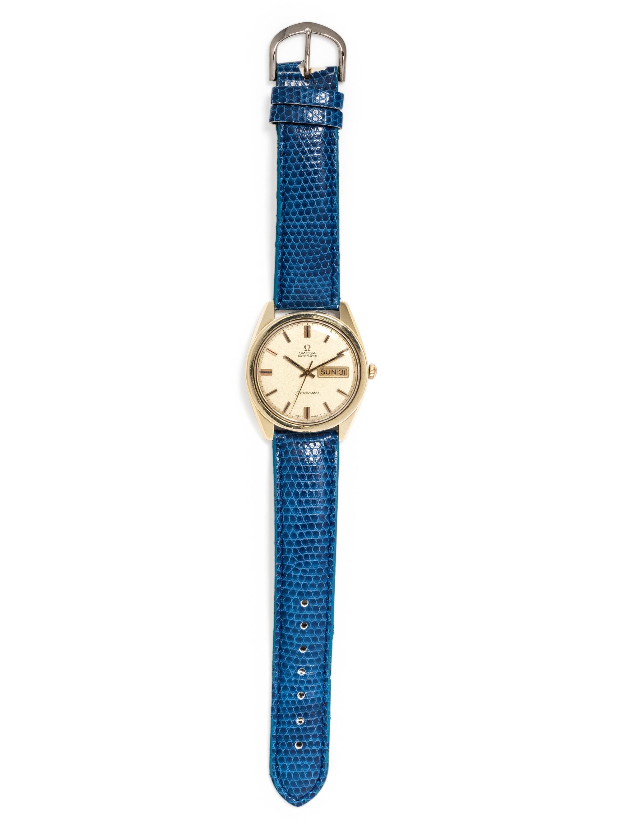 OMEGA, GOLD-PLATED 'SEAMASTER' DAY-DATE WRISTWATCH