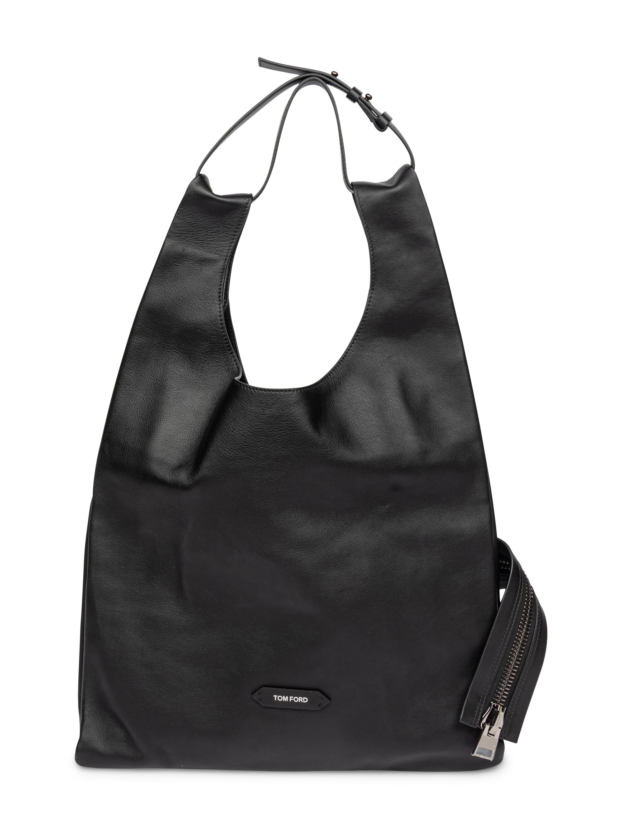 TOM FORD, BLACK LEATHER CONVERTIBLE TOTE