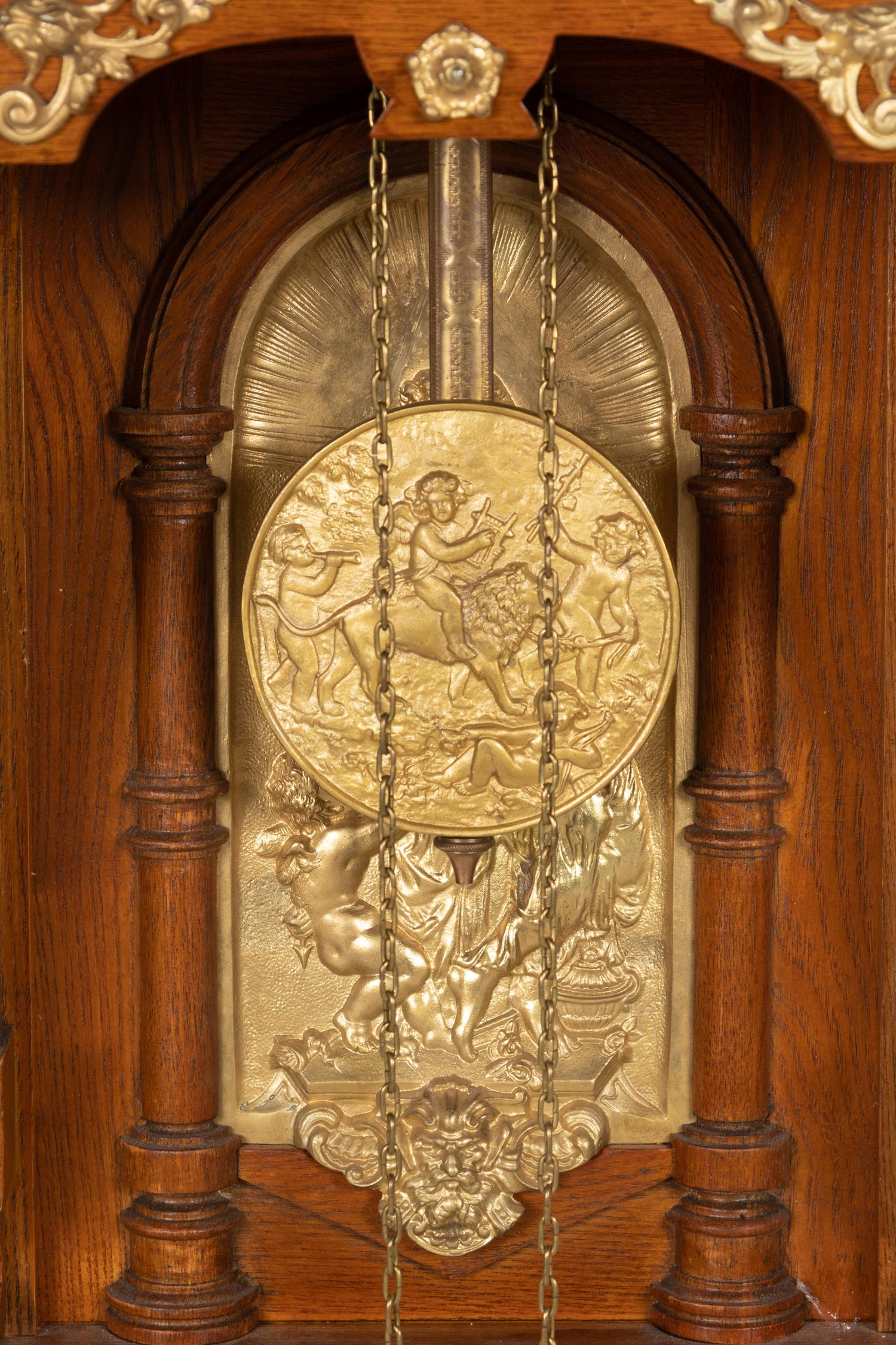 A Continental Gilt Metal Mounted Walnut Regulator Clock