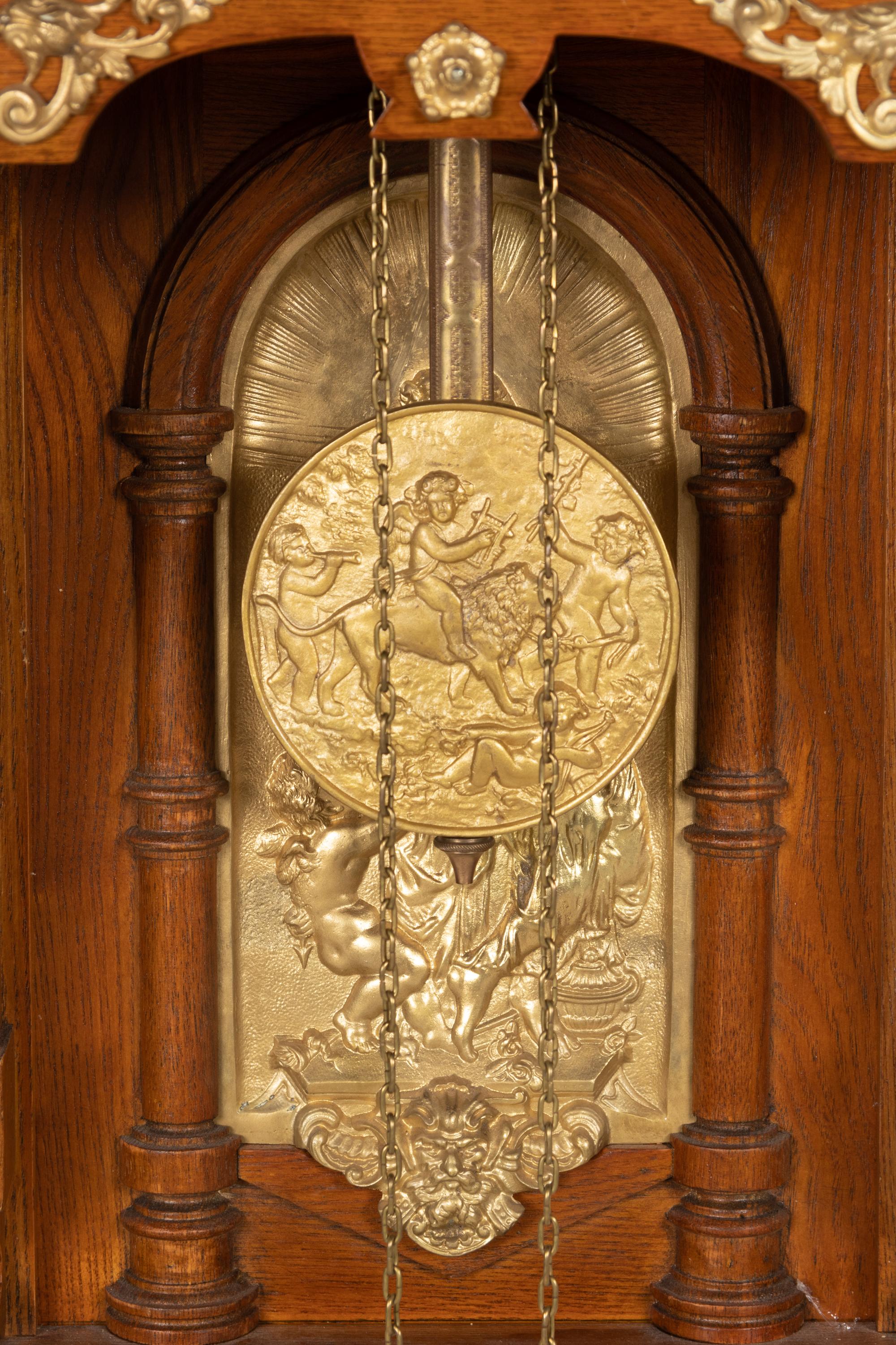 A Continental Gilt Metal Mounted Walnut Regulator Clock