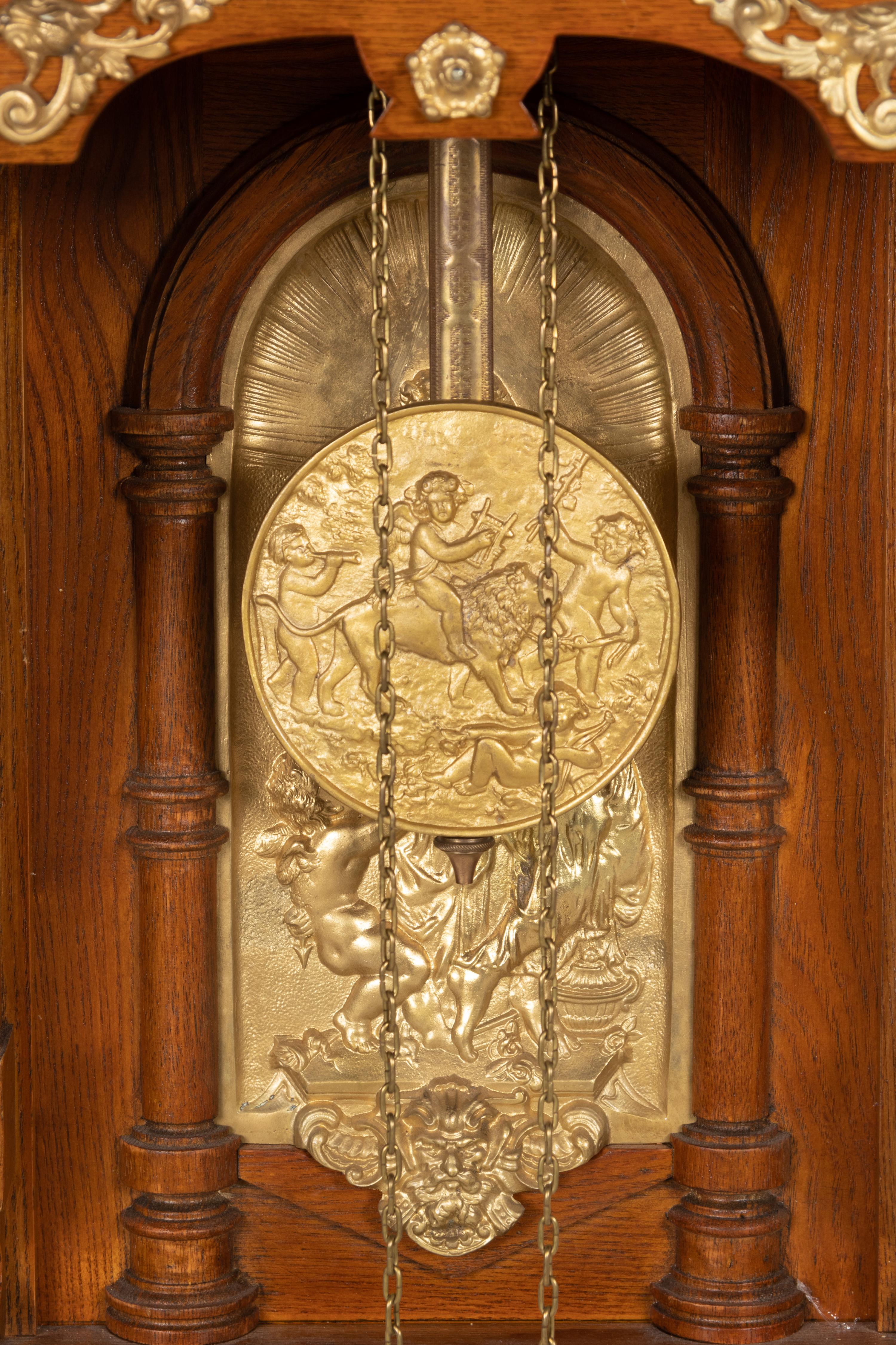 A Continental Gilt Metal Mounted Walnut Regulator Clock