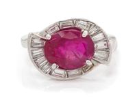 A Platinum, Ruby and Diamond Ring, 4.10 dwts.