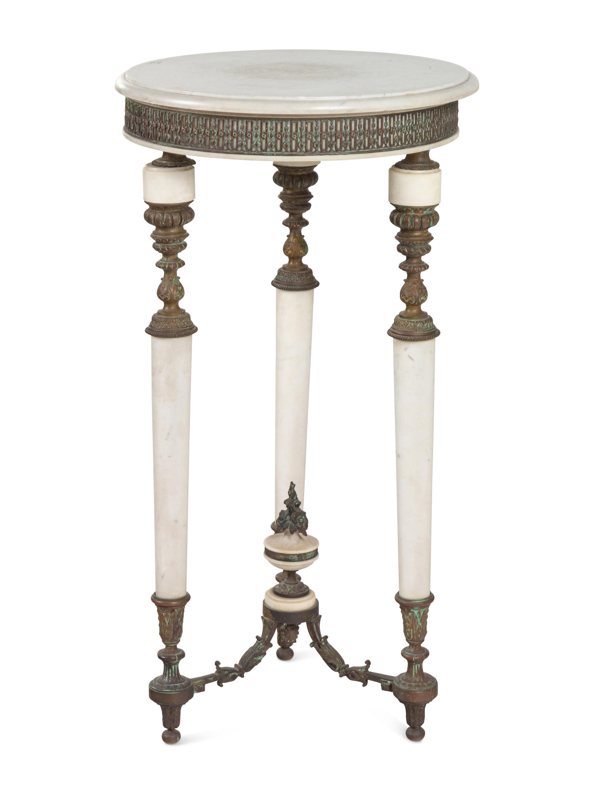 A Continental Gilt Bronze and Marble Side Table