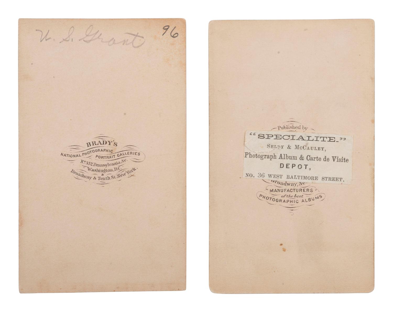 [CIVIL WAR]. A pair of CDVs featuring Ulysses S. Grant (1822-1885).