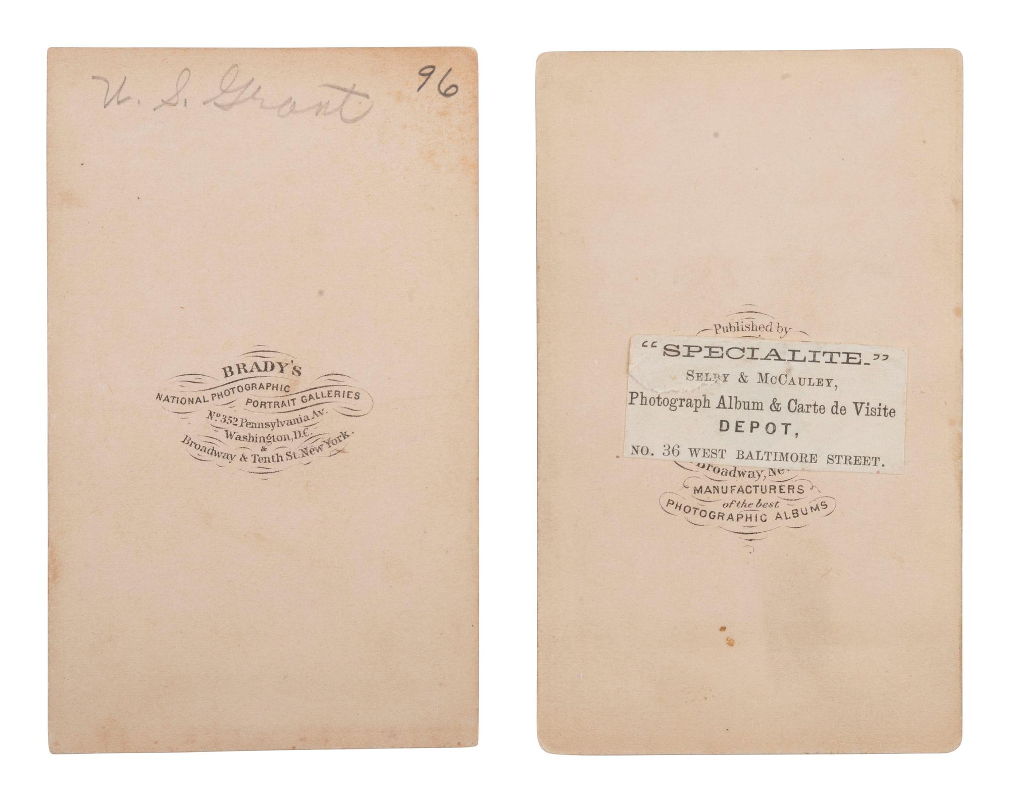 [CIVIL WAR]. A pair of CDVs featuring Ulysses S. Grant (1822-1885).