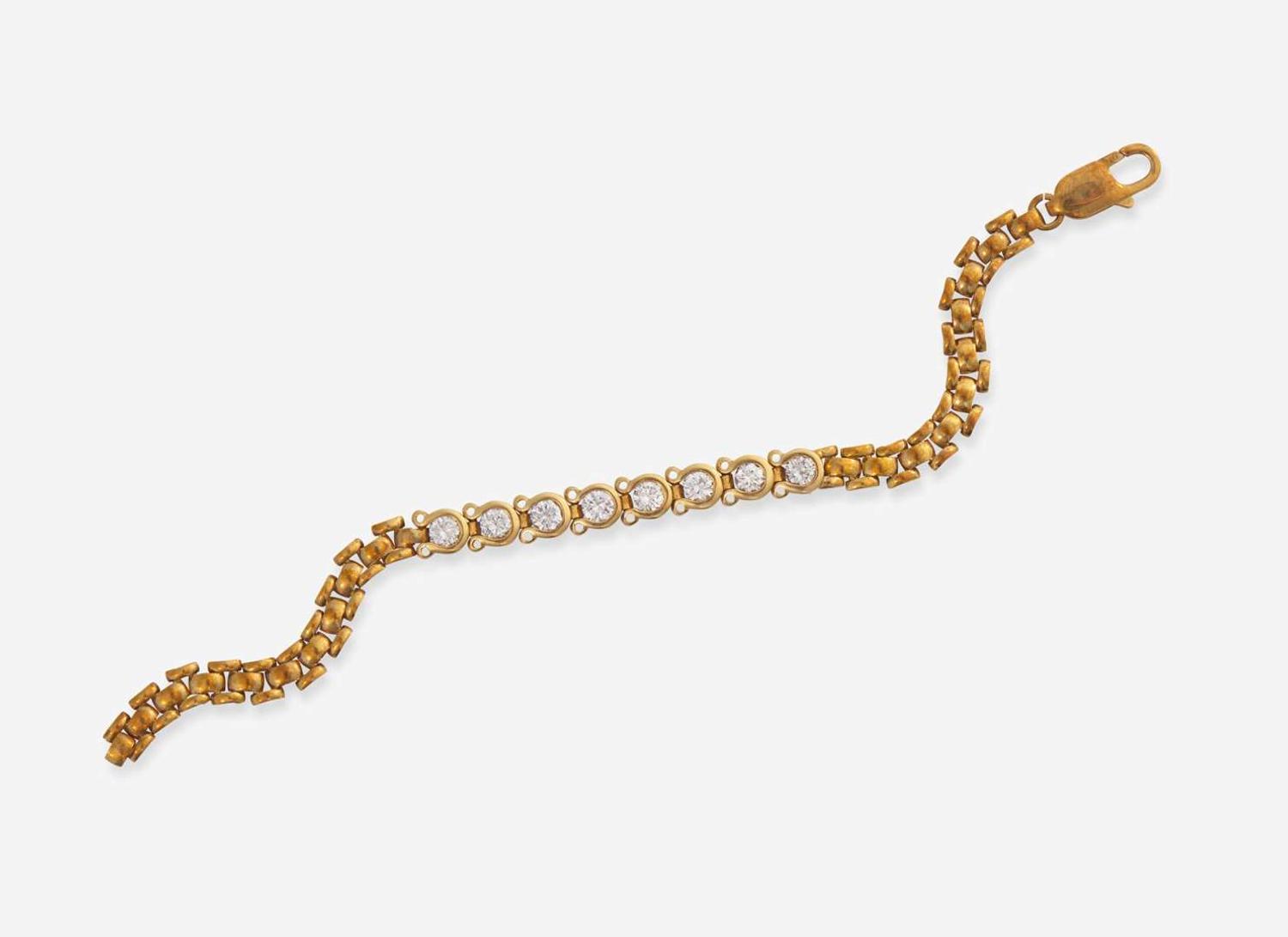 An 18K Yellow Gold and Diamond Bracelet